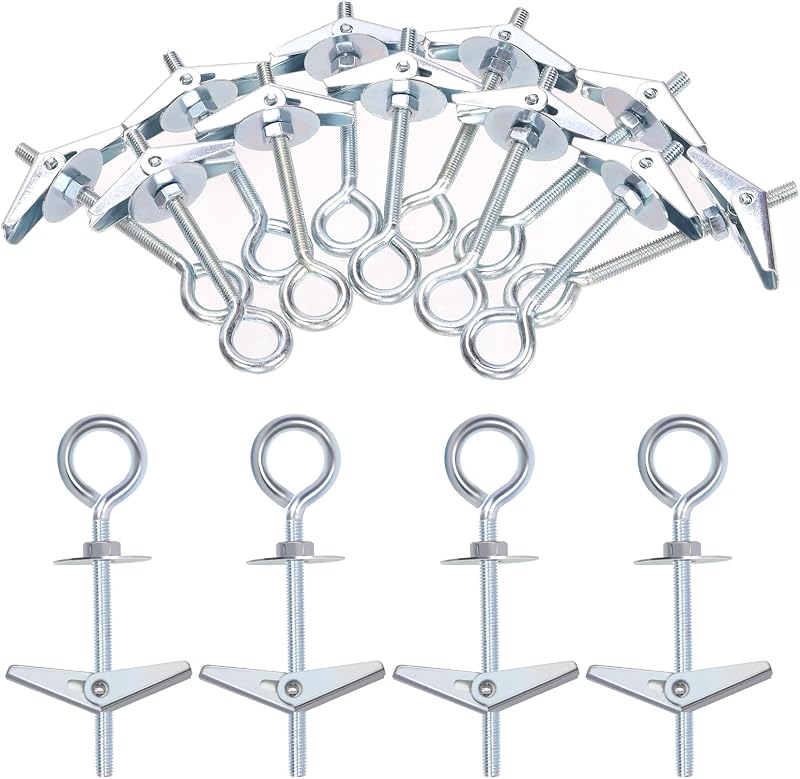 Glarks 15pcs M6 x 70mm O-Shaped Eye Bolt Toggle Anchors Set for Drywall, Ceiling, Sheetrock, Hollow Wall