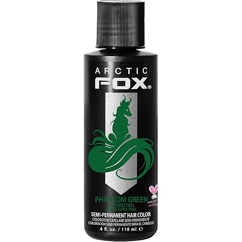 Arctic Fox Semi-Permanent Hair Dye, Vegan & Cruelty-Free, Conditioning Formula, Ammonia & Peroxide Free, Long-Lasting Vibrant Color, Phantom Green, 4 Fl Oz