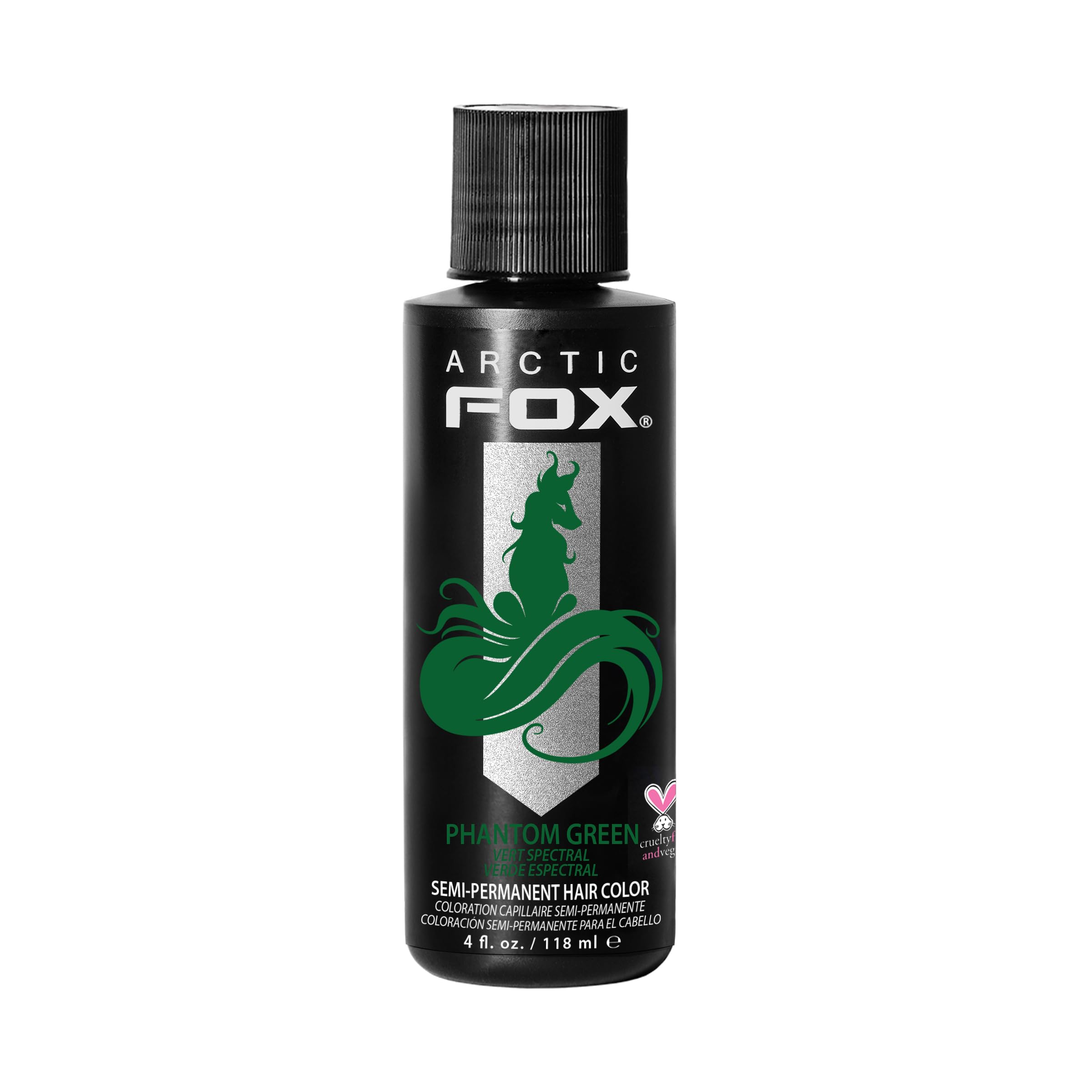 Arctic Fox Semi-Permanent Hair Dye, Vegan & Cruelty-Free, Conditioning Formula, Ammonia & Peroxide Free, Long-Lasting Vibrant Color, Phantom Green, 4 Fl Oz