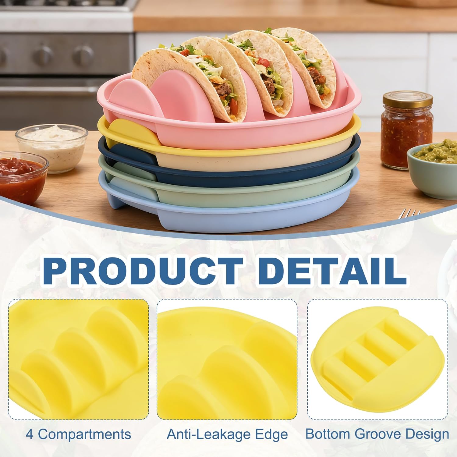 uxcell 2 Pack Tortilla Warmer Container, Tortilla Holder with 4 Compartments, Mexican Taco Warmers 10" x 10" Plastic Tortilla Containers for Restaurant Plating Picnic Tableware, Yellow