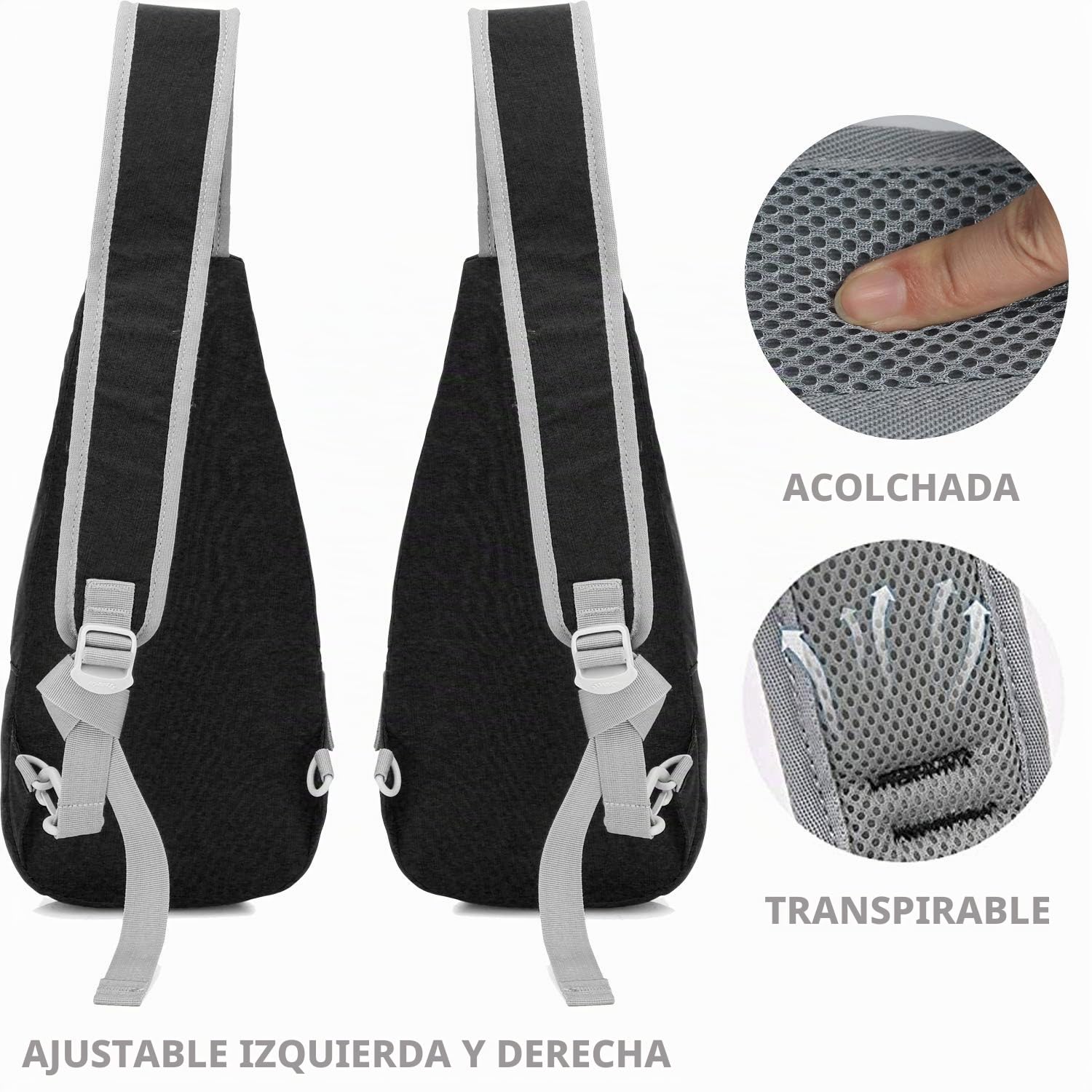 OIWAS Bolso Bandolera Hombre Cruzada Mochila Negra Pequeña Bolsa de Hombro para Deportes al Aire Libre Senderismo Ciclismo Montañismo y Viajes