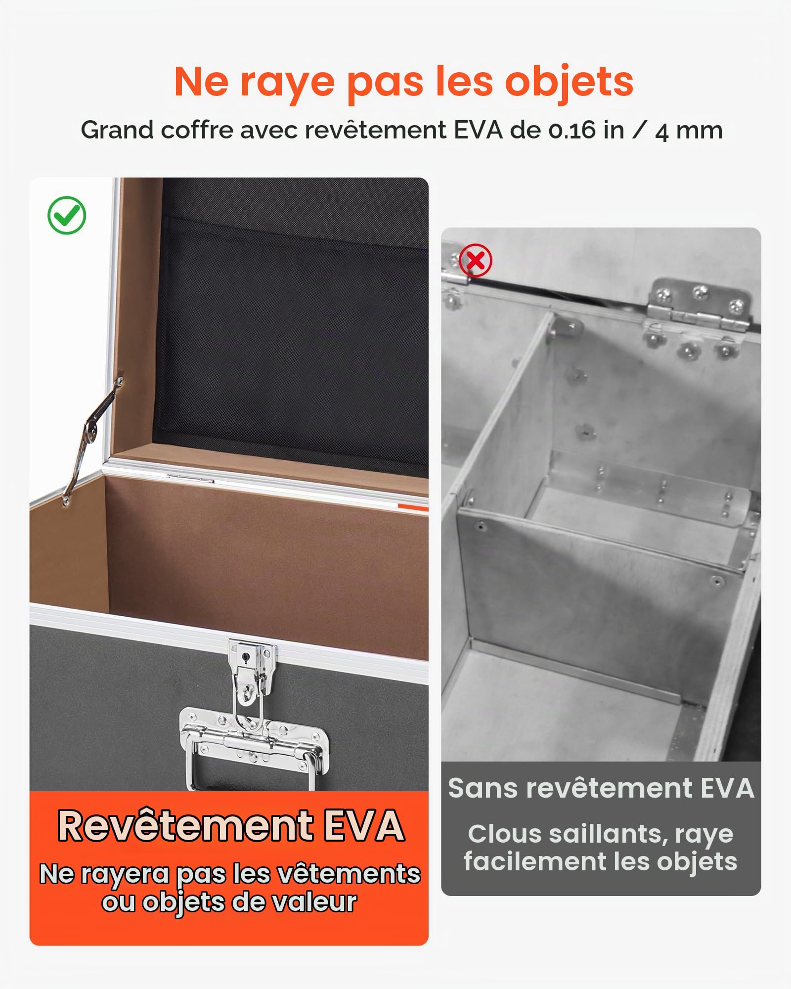 VEVOR Lot de 2 Caisses de Transport, Coffre de Rangement à Roulettes avec 3 Poignées Métalliques, Valises pour Déménagement, Voyage, Stockage d'Outils, Cadre en Métal et Cadenas à Combinaison, Grises