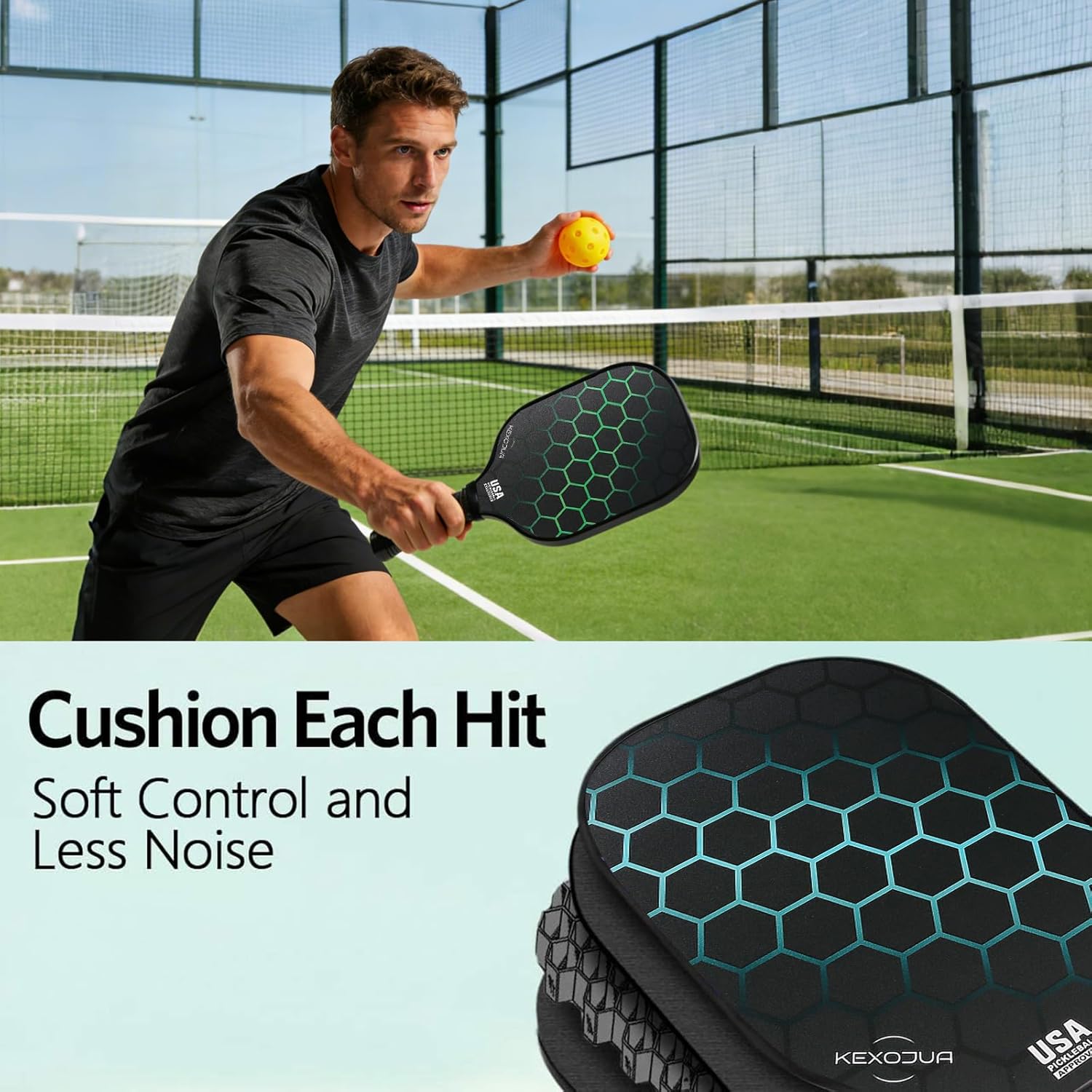 Pickleball Paddles, USAPA Approved Fiberglass Surface Pickleball Set with Pickleball Rackets, Pickleball Paddles Set for Men Women - Image 5