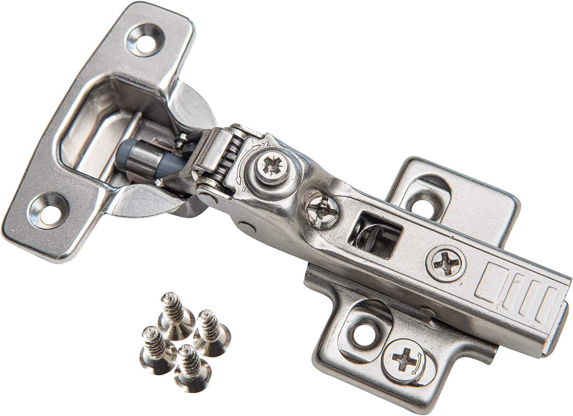 Soft Close Cabinet Hinge Set. 10 Frameless Half Overlay Cabinet Hinges for Kitchen Cabinets with Adjustable Closing Speeds.