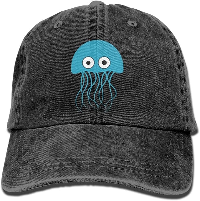 Qevenon08 Men's/Women's Cartoon Jellyfish Denim Fabric Baseball Cap