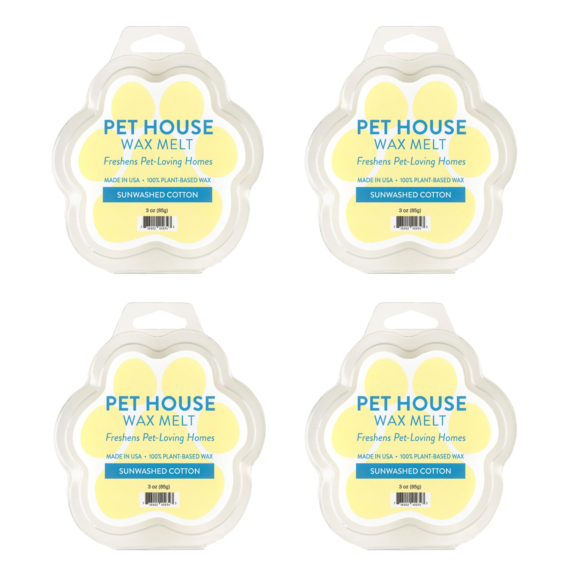 Sunwashed Cotton Scented Wax Melts Plant-Based Wax, 4 Pack Pet House