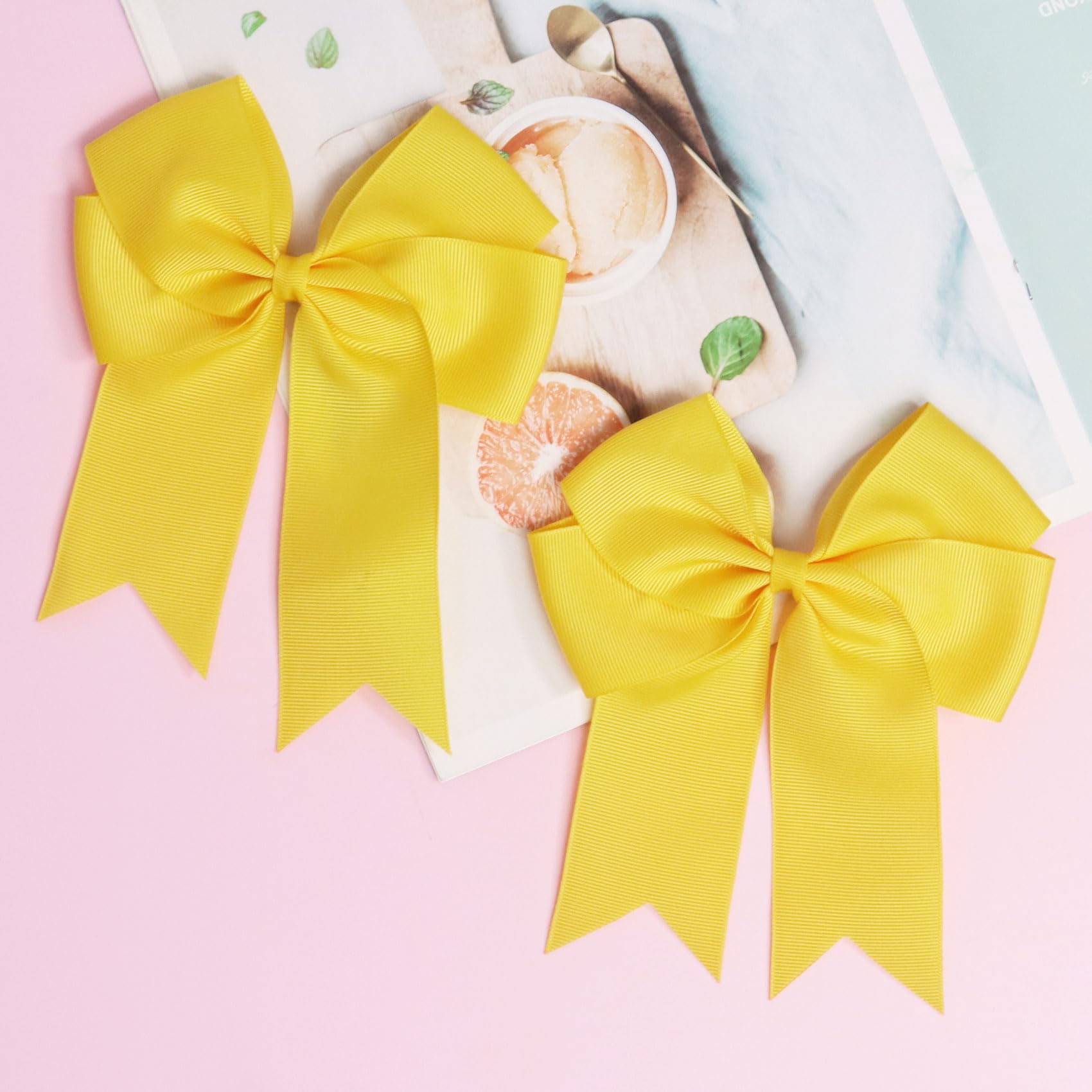 Nideen 2 Pack 6 inch Bow Hair Clips, Large Hair Barrette Clips for Women & Girls, Yellow Bow - Image 3