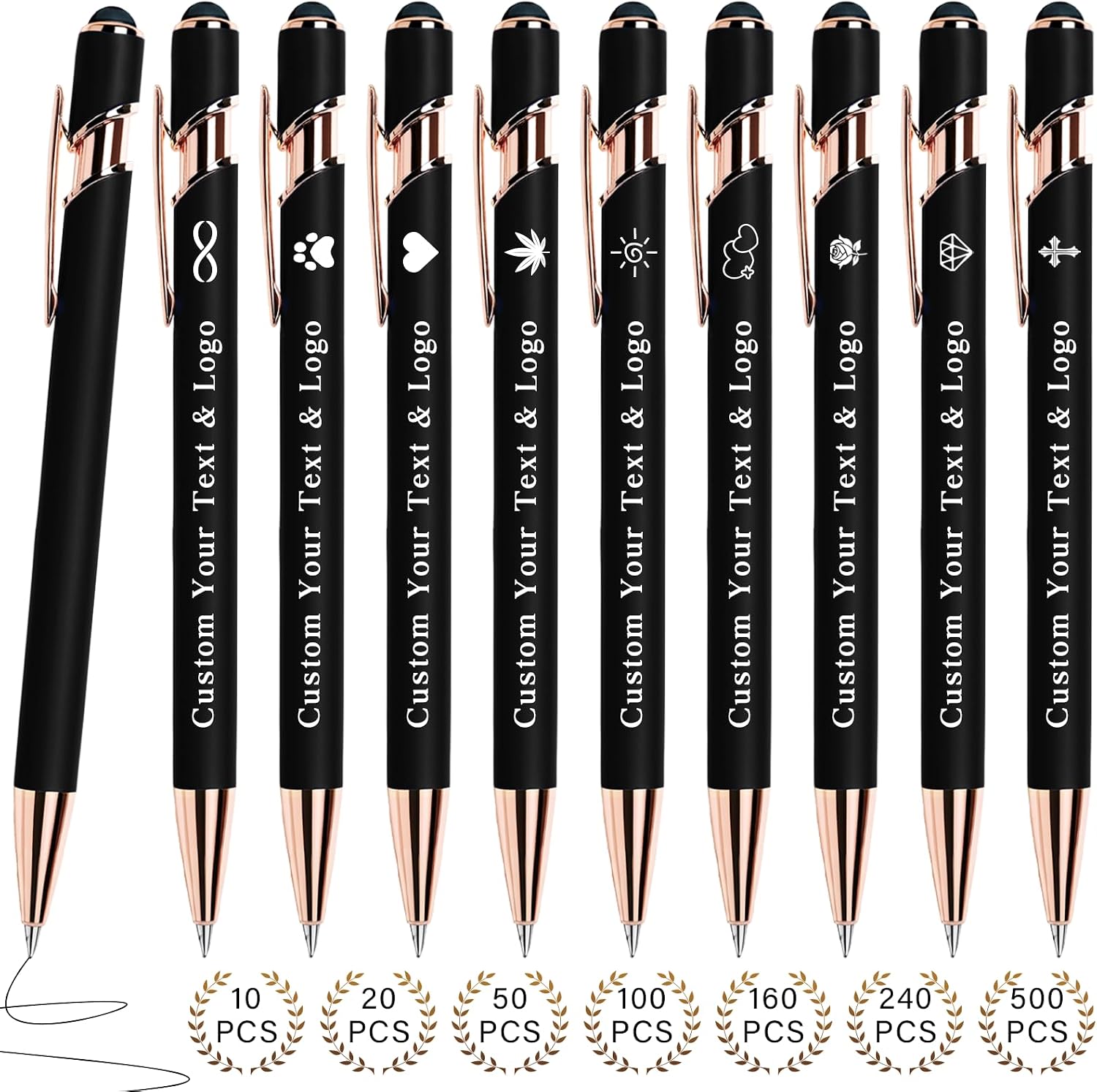 Amazon.com: Sparklove Custom Pens Personalized Bulk with Text & Logo ...