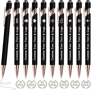 Sparklove Custom Pens Personalized Bulk with Text & Logo, Double-Sided Engraved Metal Customized Pens for Business, Graduation Gifts & Party Events, Fine Point Smooth Writing with Stylus
