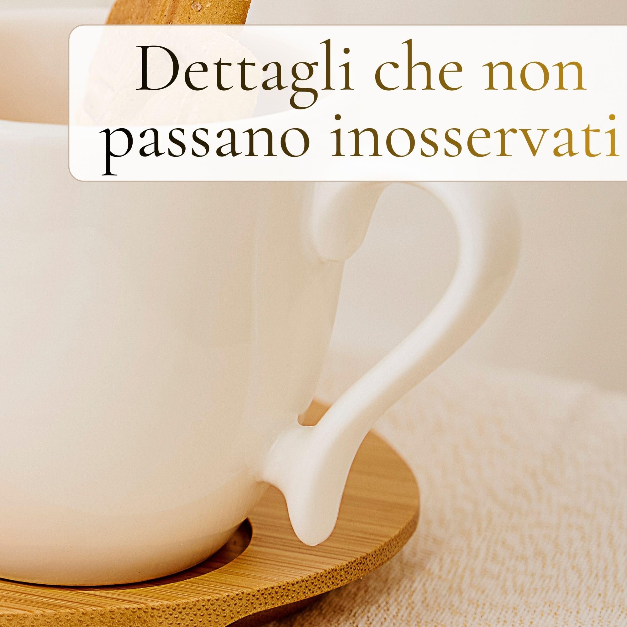 NAMAI - Set di 2 Tazzine Da Caffe, 1 Zuccheriera e 1 Vassoio in Bamboo, New Bone China, Adatte in Lavastoviglie e Microonde, Idea Regalo