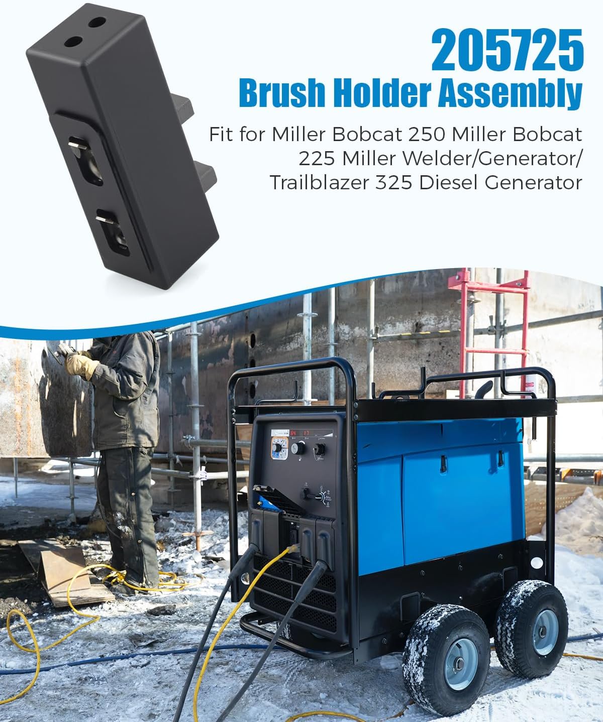 Brush Holder Assembly Fit for Miller Bobcat 250 225 Welder Generator Trailblazer 325 Diesel, Replace 205725