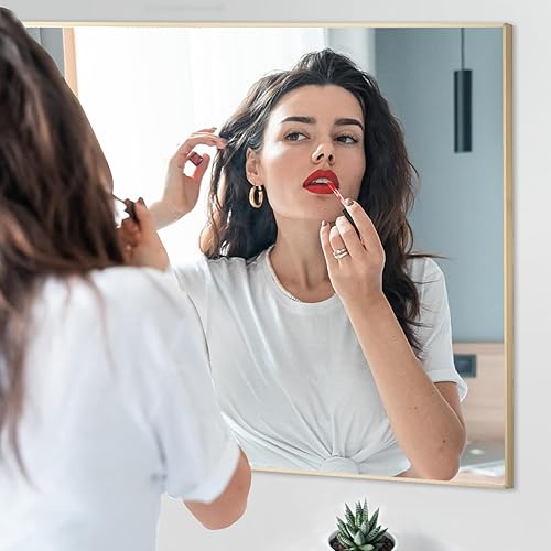 Miniatura 29 de Espejo de baño negro de 24 x 36 pulgadas, sin cobre, espejo de tocador con marco de aleación de aluminio, espejo rectangular montado en la pared