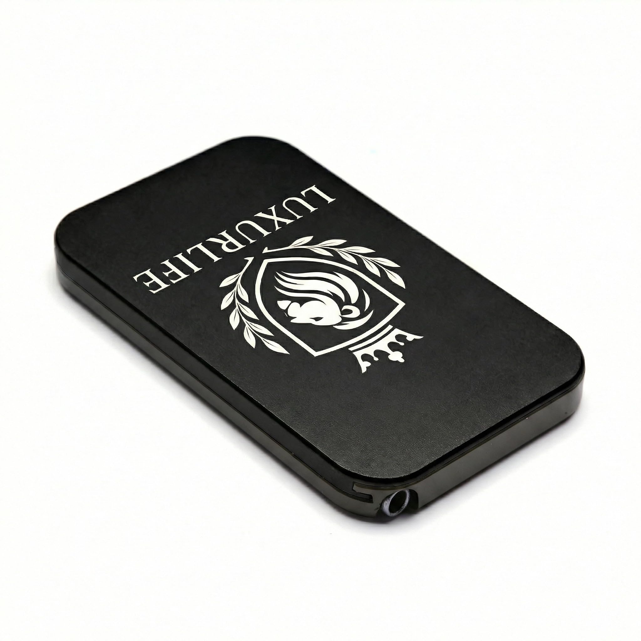 Aufbewahrungsbox aus Aluminiumlegierung, 8 Fächer, 2-reihiges Design, Löwen-Wappen mit Lasergravur, Tragbares Geschenkset (Obsidian Black)
