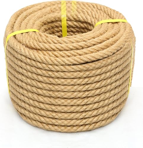 Miniatura 9 de Cuerda de yute de 1 12 pulgadas y 50 pies, cuerda de yute resistente, cuerda de cáñamo natural, cuerda de cáñamo trenzada para manualidades,