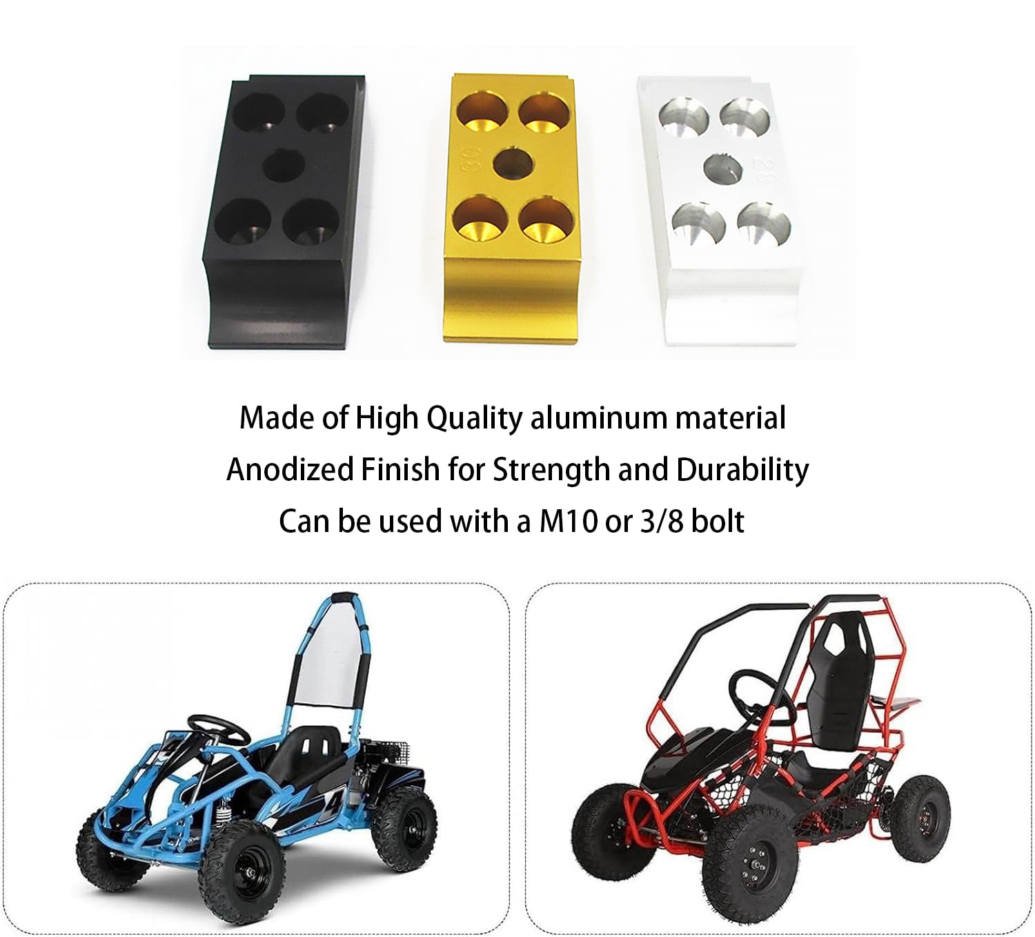 1 Pair Go Kart Engine Mount Clamp, 30mm Light Weight Billet Aluminum Lower Karting Engine Clamp (Gold)