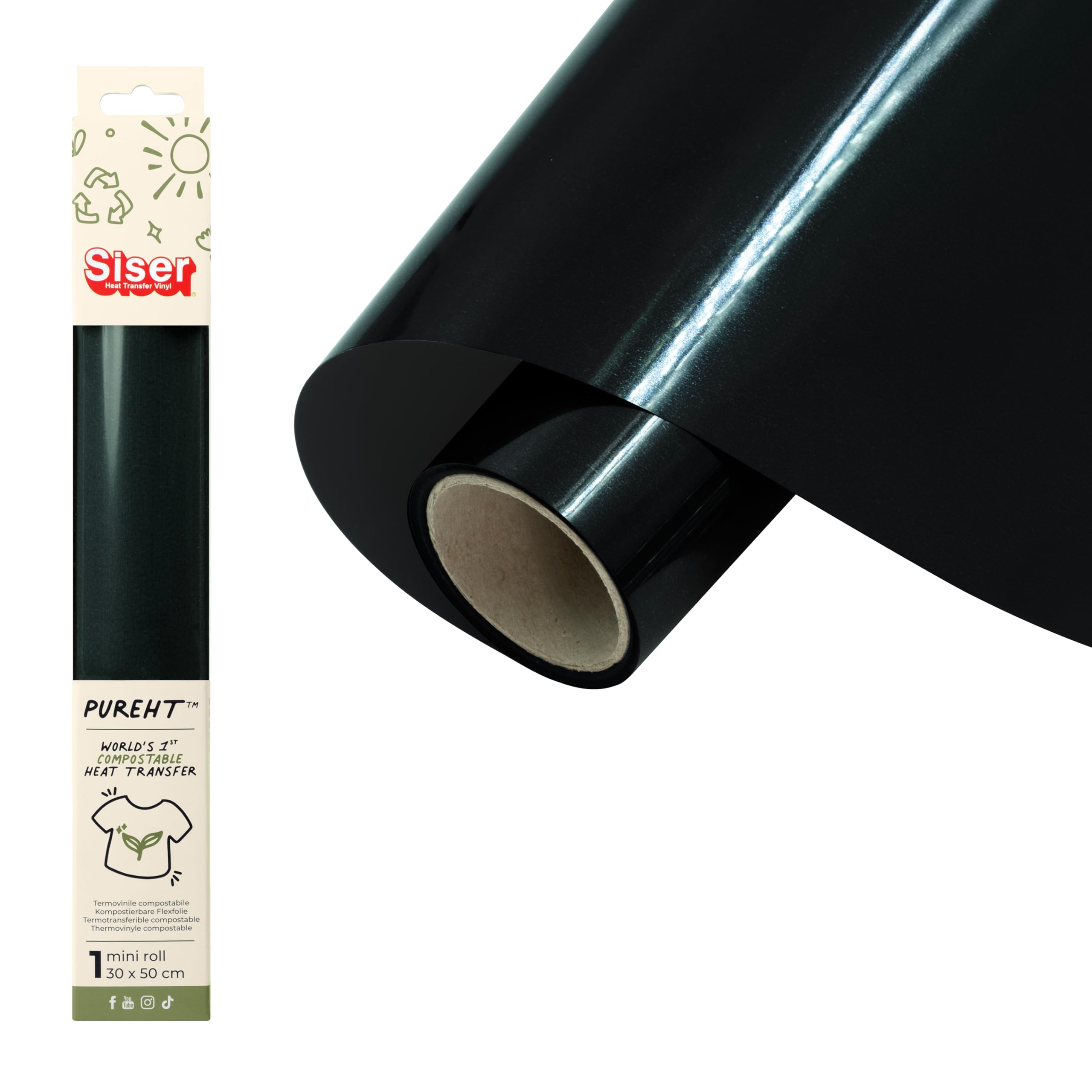 SISER Heat Transfer Vinyl, Black, 50 x 30