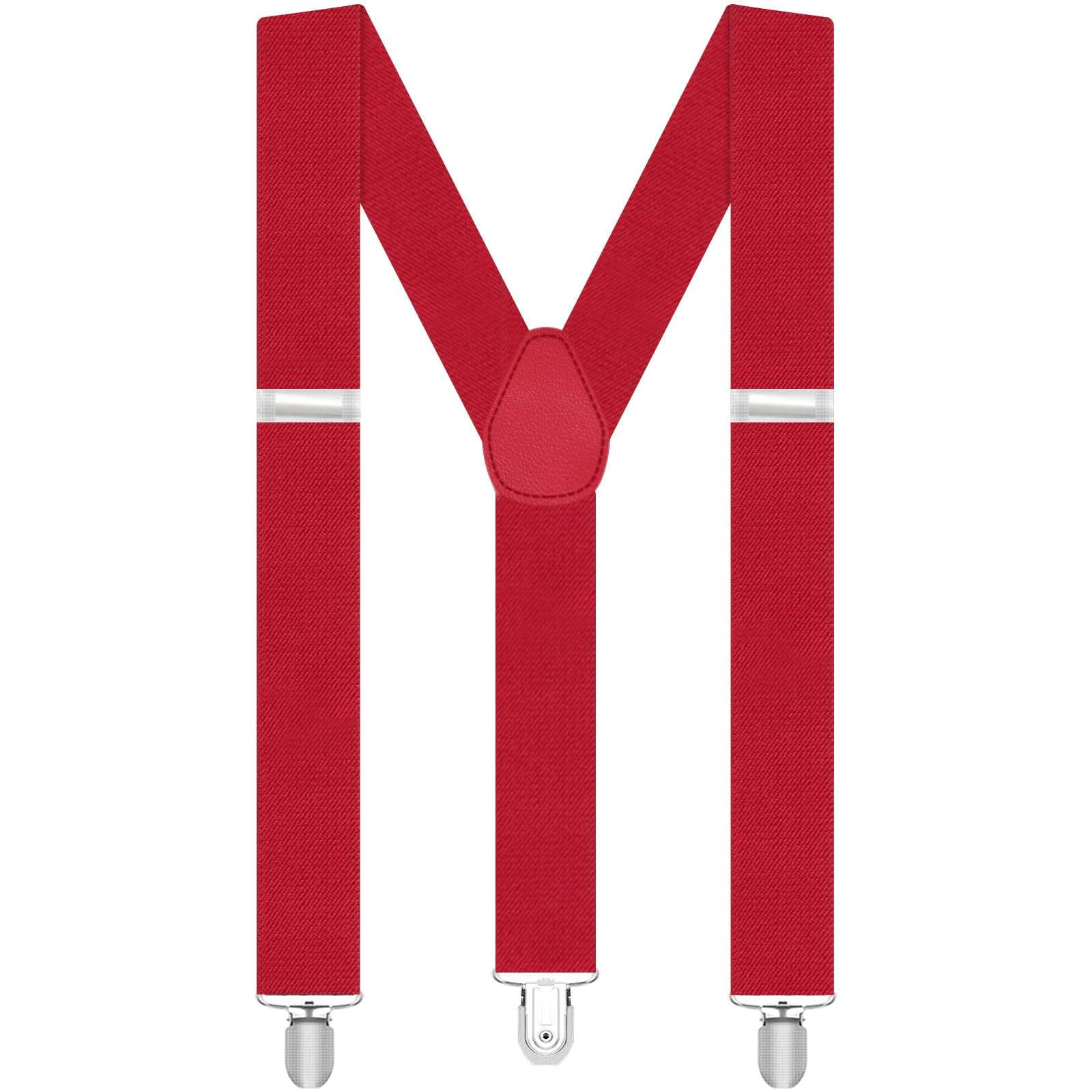 Men's Braces, 3.5 cm Y-Type Braces, Strong Braces, Red with Very Strong 3 Metal Clips, Adjustable and Elastic Braces for Men and Women (Red), red, Erwachsener-image-30