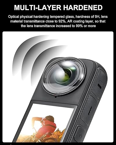 Miniatura 6 de Funda protectora de lente premium para Insta360 X4, protector de lente de vidrio templado giratorio extraíble para accesorios Insta 360 X4 (1 par)