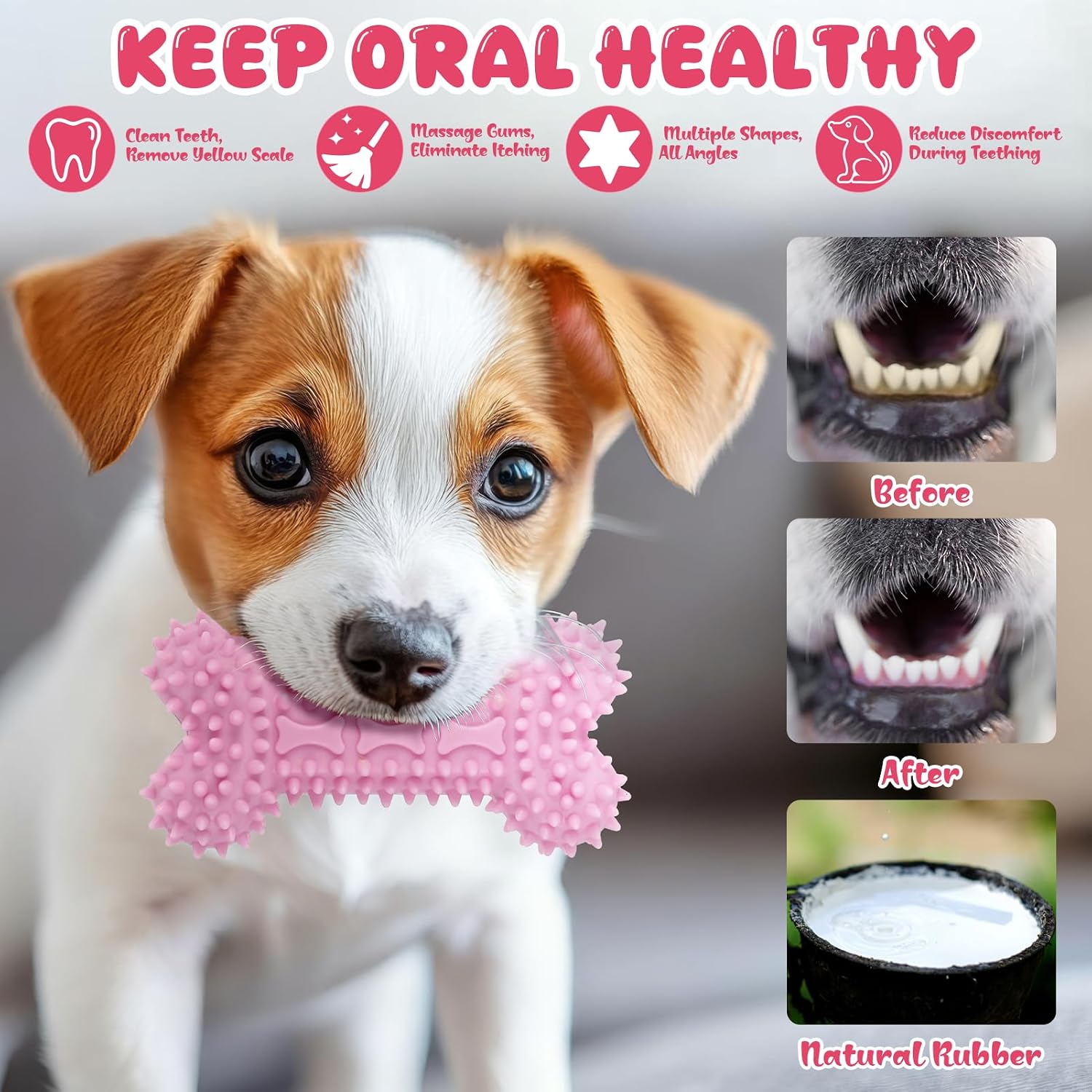 9pcs Pink Puppy Toys for Teething Treat Interactive to Keep Them Busy image 3