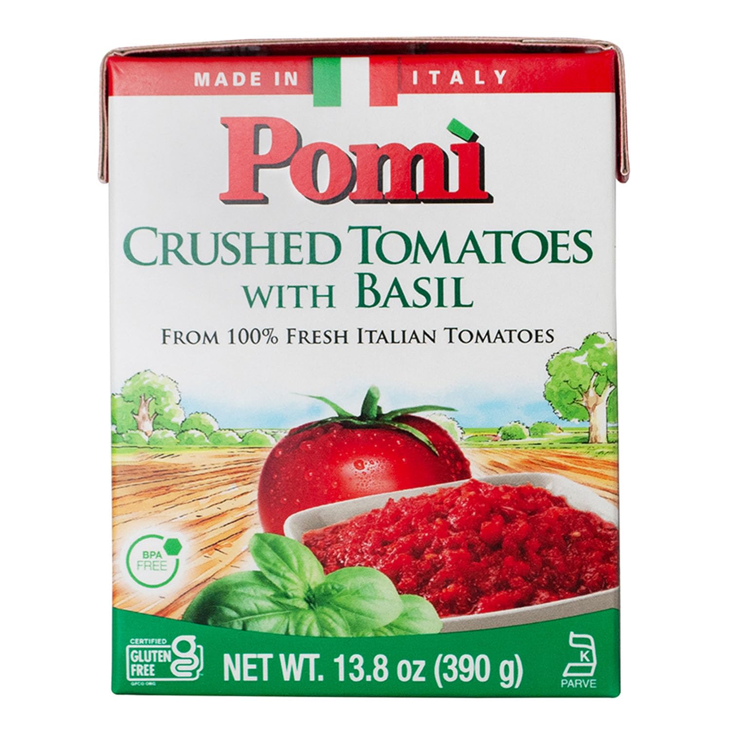 Sponsored Ad - Pomì Crushed Tomatoes with Basil - Creamy, Velvety Italian Sauce, No Salt, Additives/Preservatives, GMO-Free, Gluten-Free, 100% Fresh Tomatoes, 13.8oz (Pack of 12)