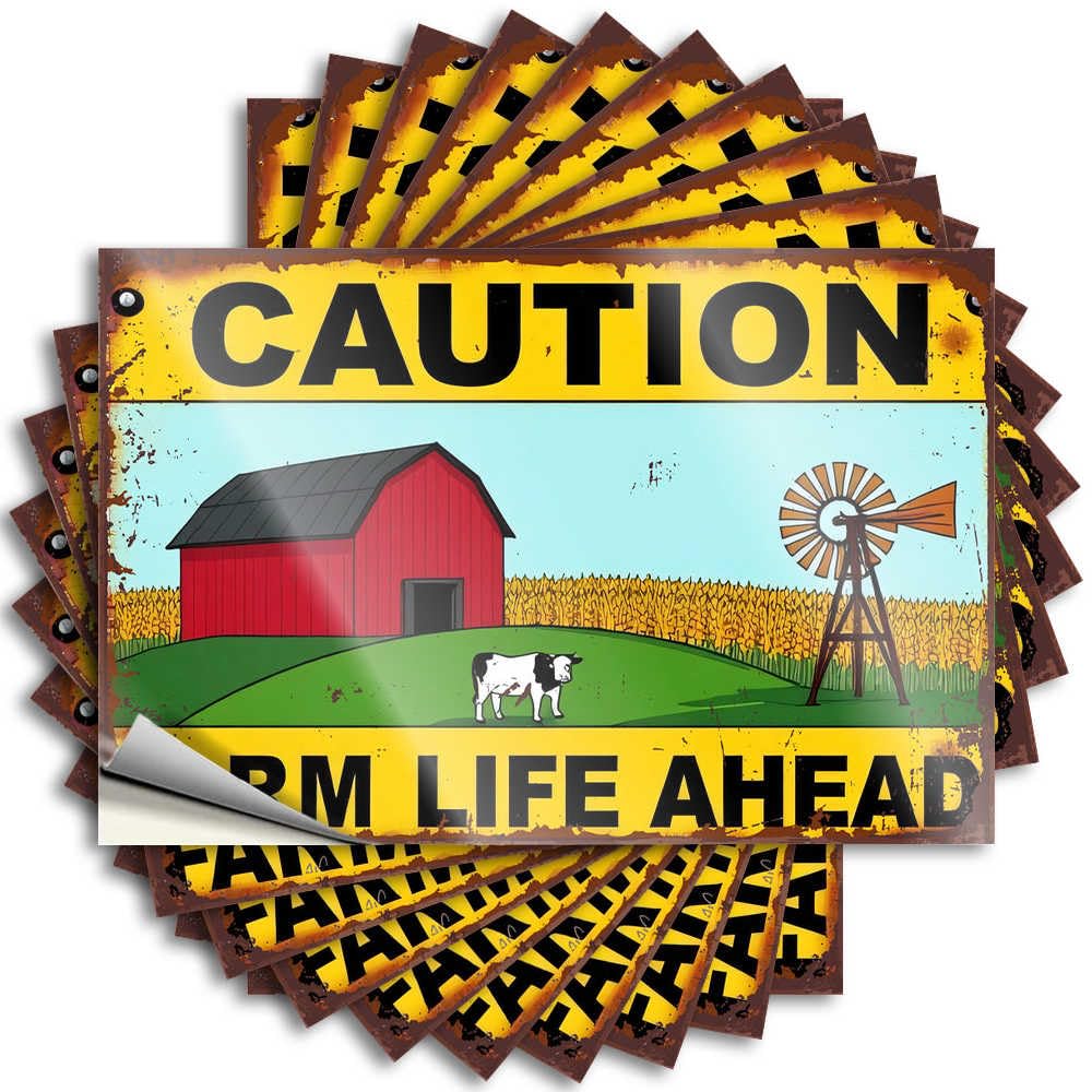Rustic Farm Scene with Barn, Cow, Windmill, and Cornfield Lake Free DIY | Girly Stickers Wall Removable Vinyl Sticker Decal(8X12CM)