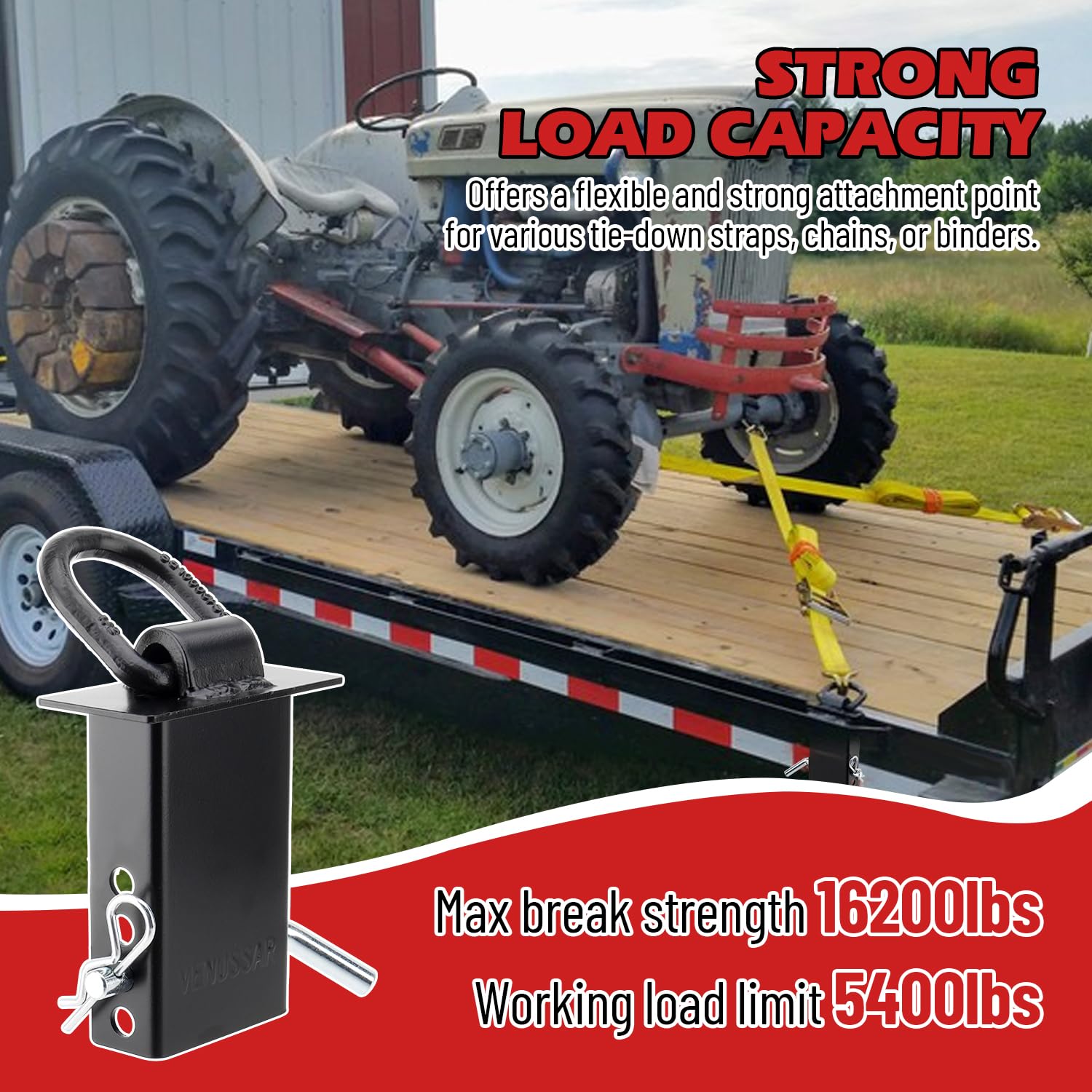 Confezione da 6 anelli a D per rimorchi da 7,348 kg, per camion e rimorchi con tasche standard da 5,1 x 10,2 cm