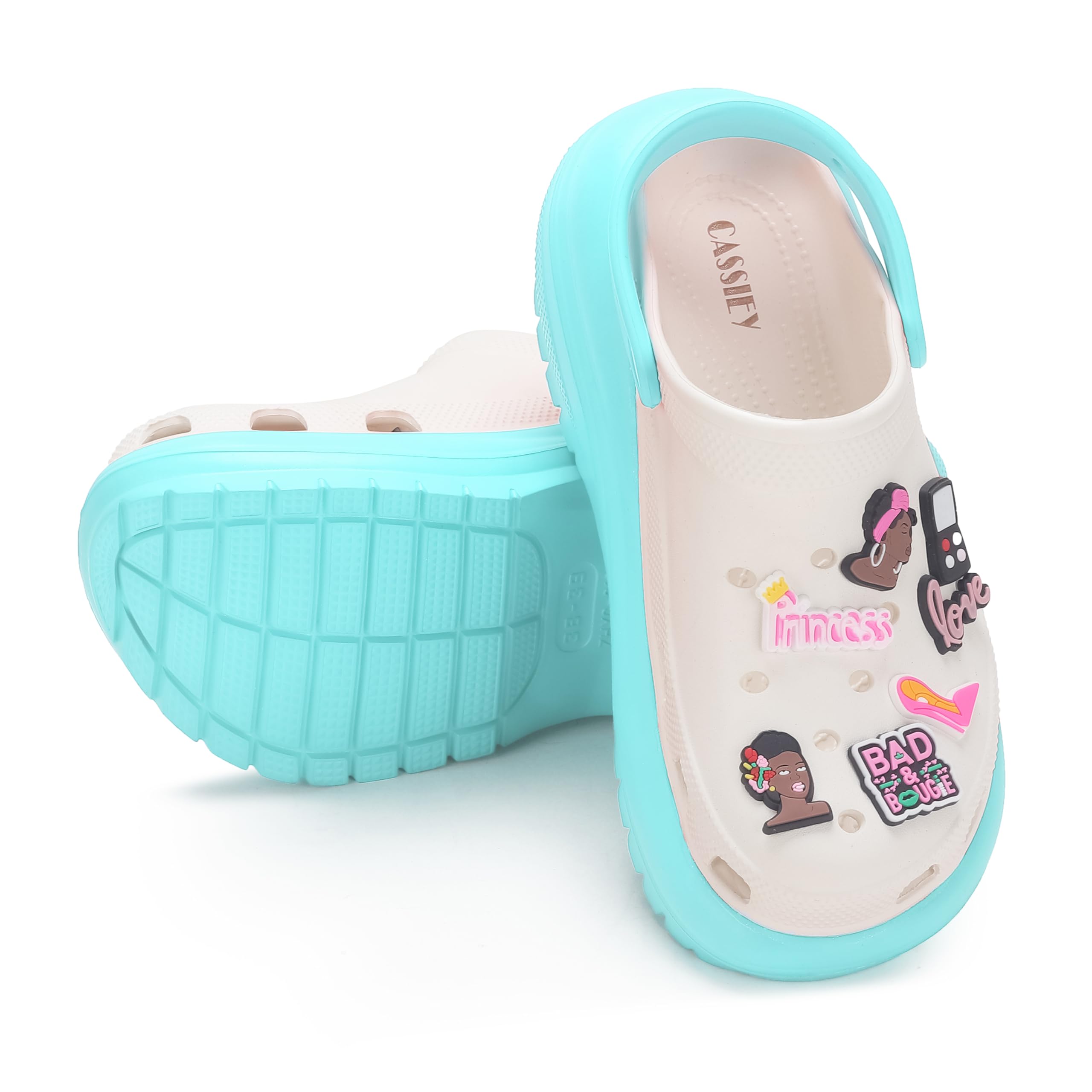 CASSIEY Latest Womens Heeled Clogs Sandals with Back Strap for Adult Lightweight Clogs and Mules for Womens/Girls- Blue (B0CT5X7QSV) Amazon Price History, Amazon Price Tracker