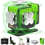 12V 4x360 Laser Level Self Leveling with Bluetooth and Remote Control&comma; 4D Green Cross Line Laser&comma; 16 Lines Lazer Leveler Tool for Construction&comma; Upgrraded Bracket&comma; Removable Battery P04CG