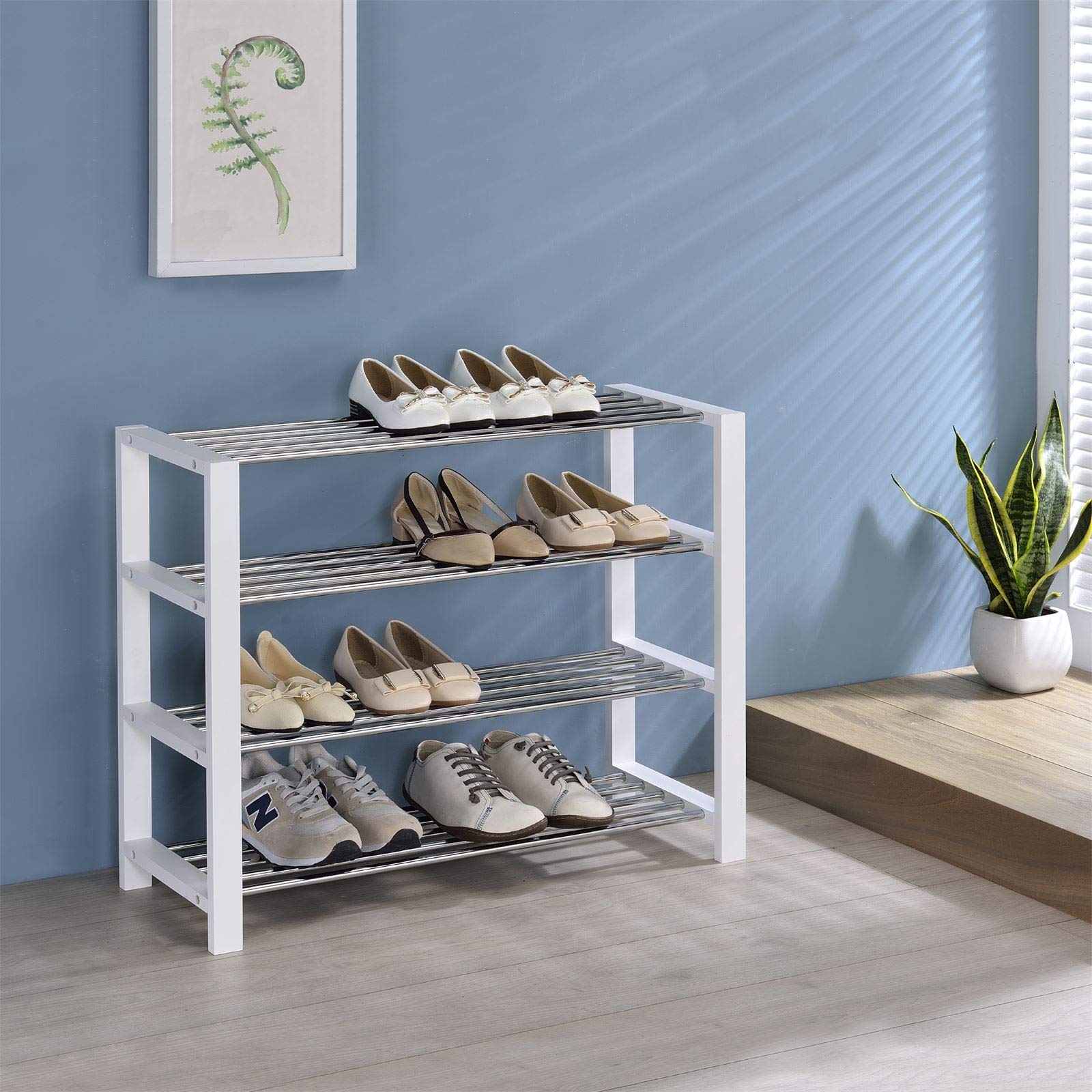 Idimex NAVAN schoenenrek met 4 planken in zwart, hoo