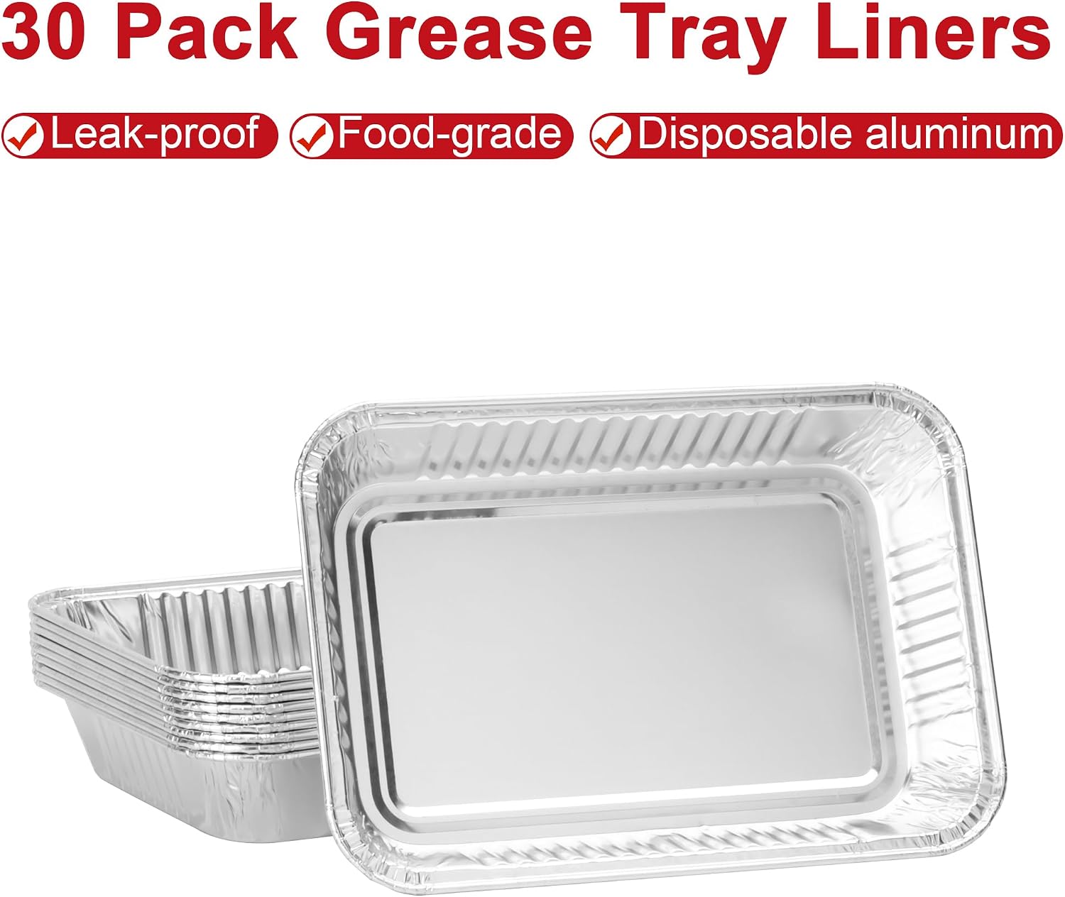 30 Pack Grill Drip Pan Liners for Ninja Woodfire OG800 OG900 Series, 6418 Grease Tray for Ninja Woodfire Pro Connect XL OG850 OG951 Series, Disposable Aluminum Foil Drip Pans