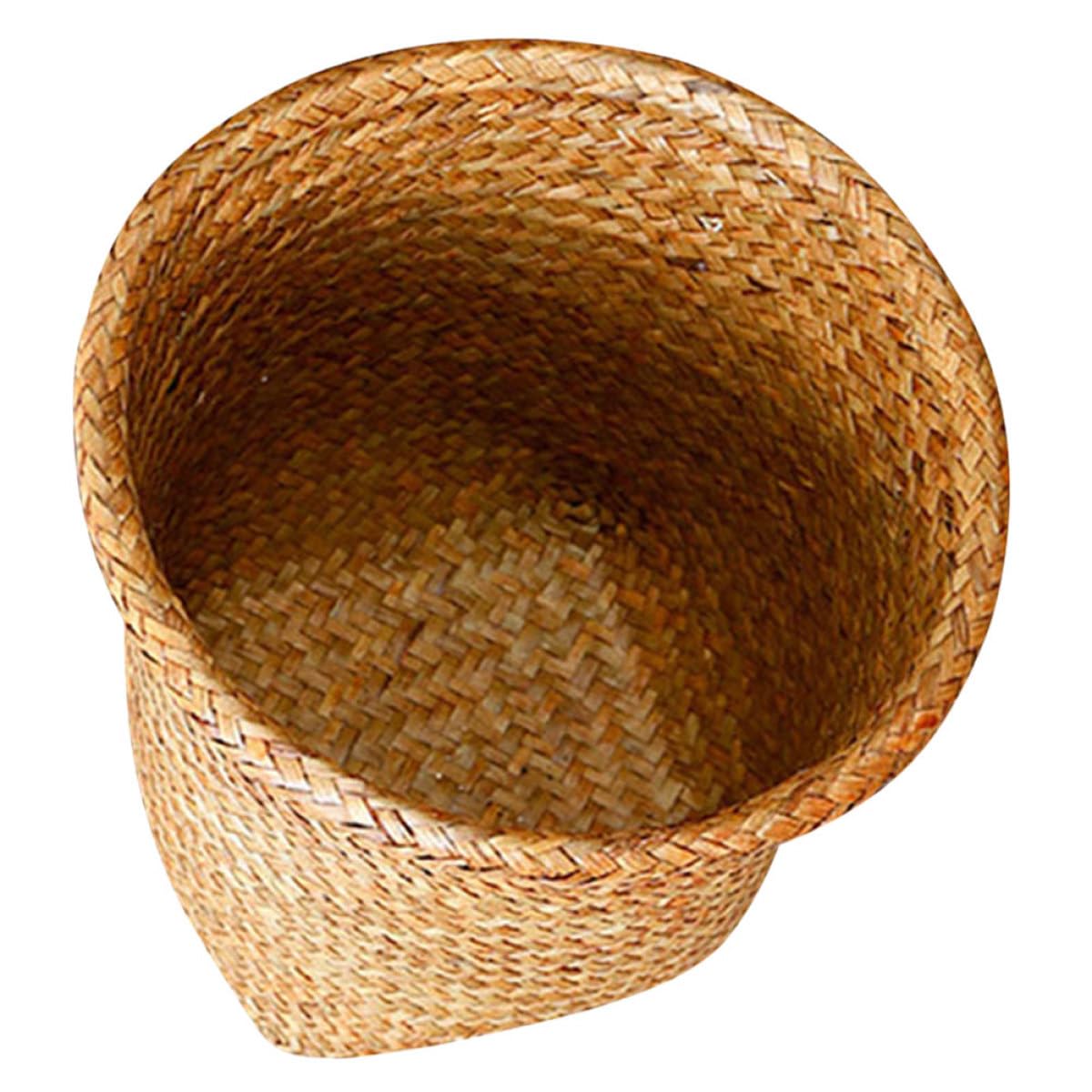 Panier de rangement rond en paille pour sublimer votre salon et vos plantes d'intérieur