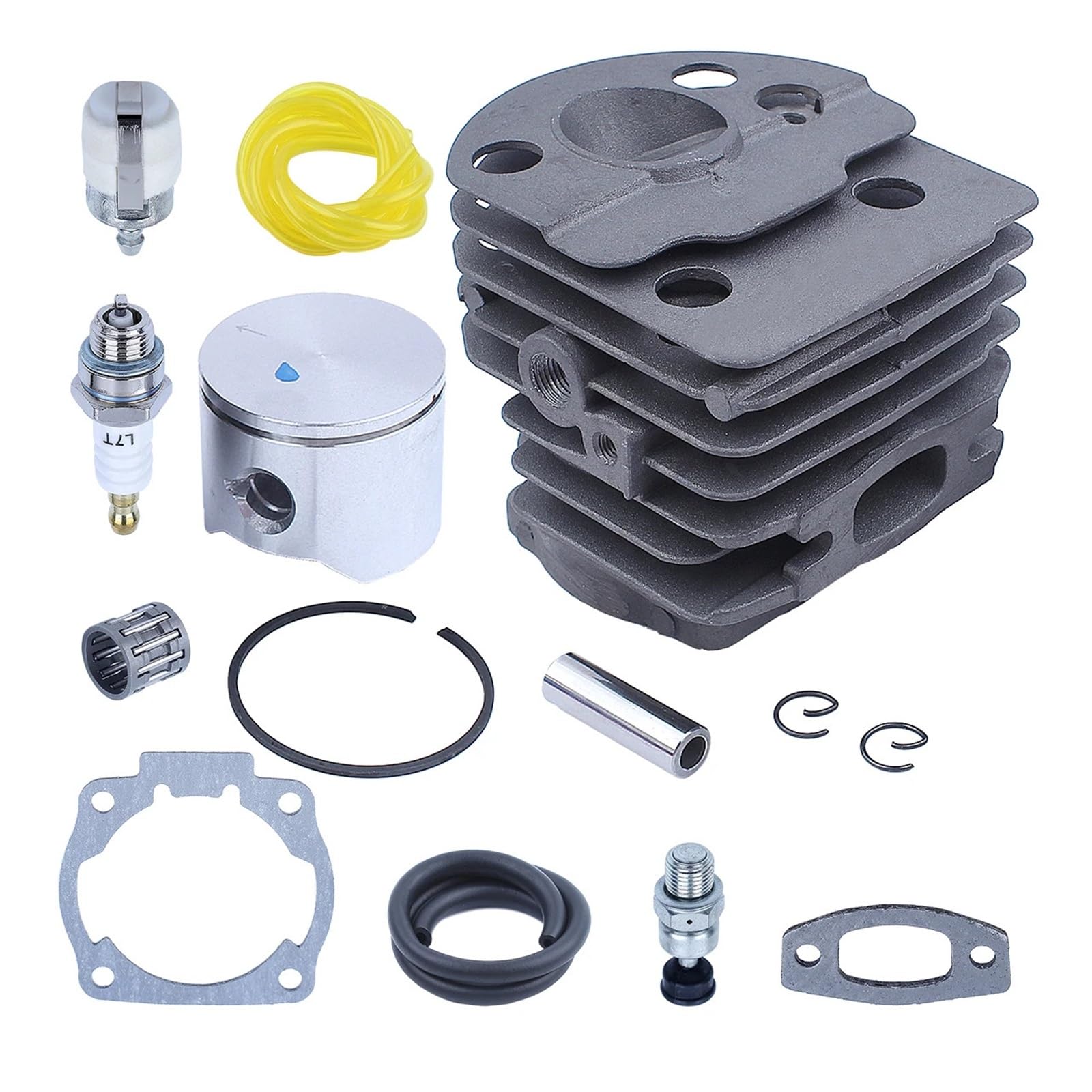 Accesorios para cortacésped Kit de pistón de Cilindro de 45mm for Motosierra 50 51 55, reemplazo de válvula de descompresión 503 60 91 71, Junta de Tubo de Filtro de línea de Combustible