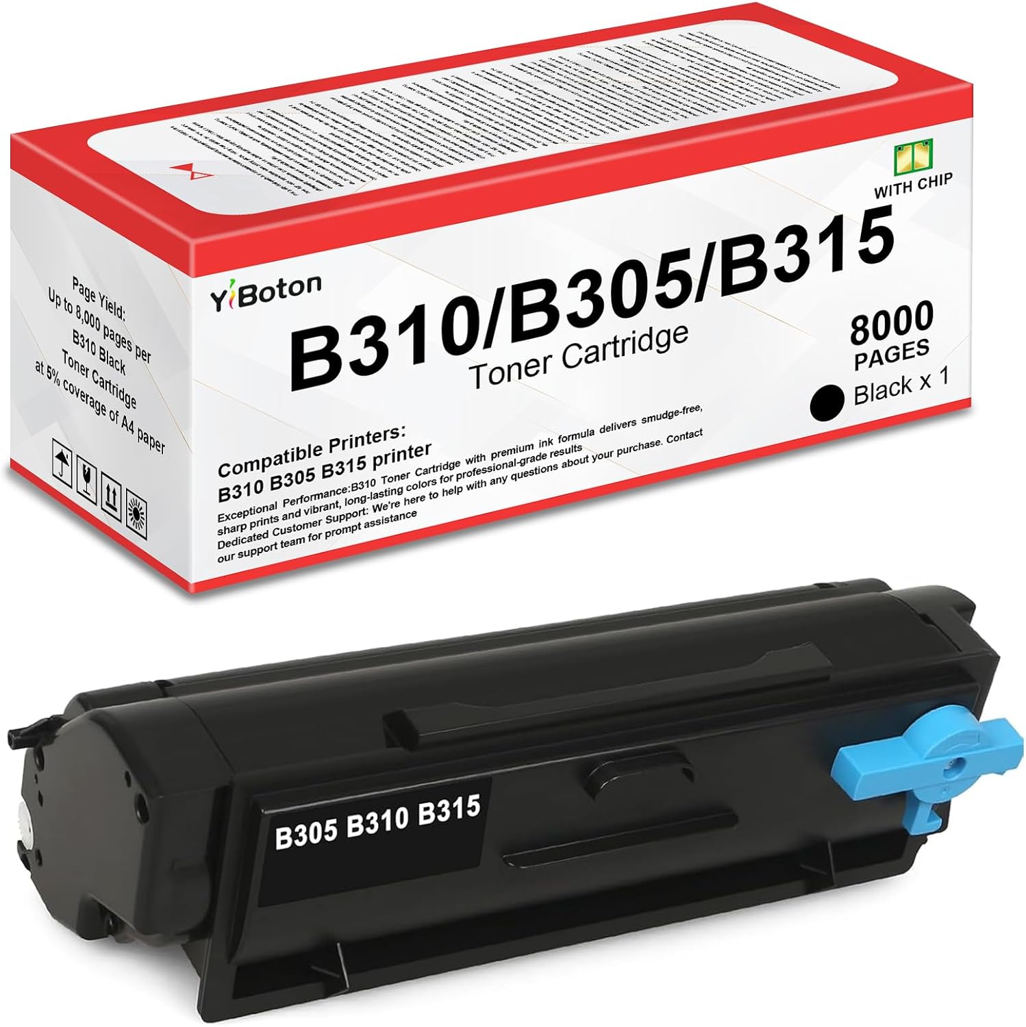 B305 B310 B315 Black Toner Cartridge (with New Chip) Replacement for Xerox 006R04377 006R04378 Toner Cartridge Compatible for Xerox B305 B310 B315 Printer (8000 Pages)
