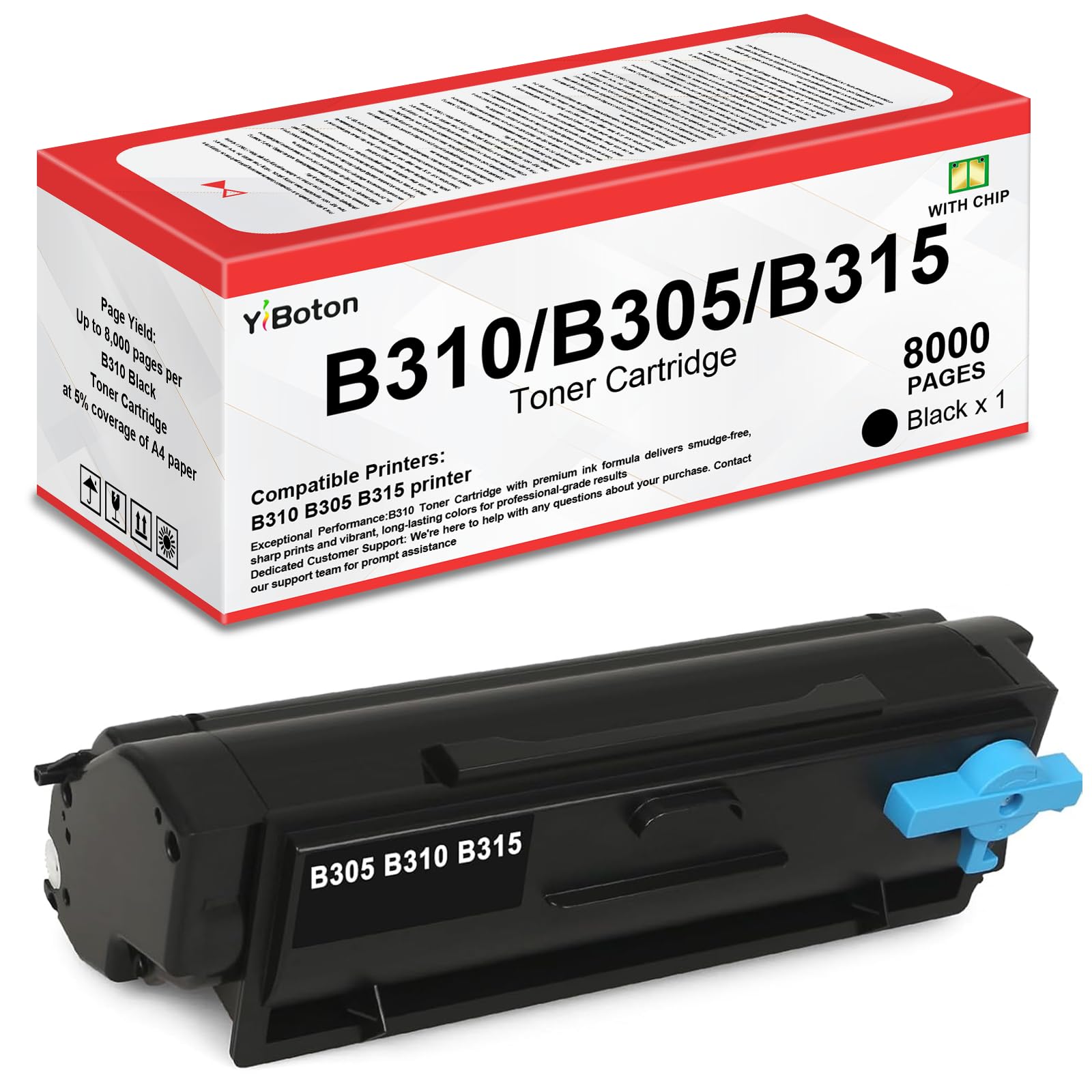 B305 B310 B315 Black Toner Cartridge (with New Chip) Replacement for Xerox 006R04377 006R04378 Toner Cartridge Compatible for Xerox B305 B310 B315 Printer (8000 Pages)