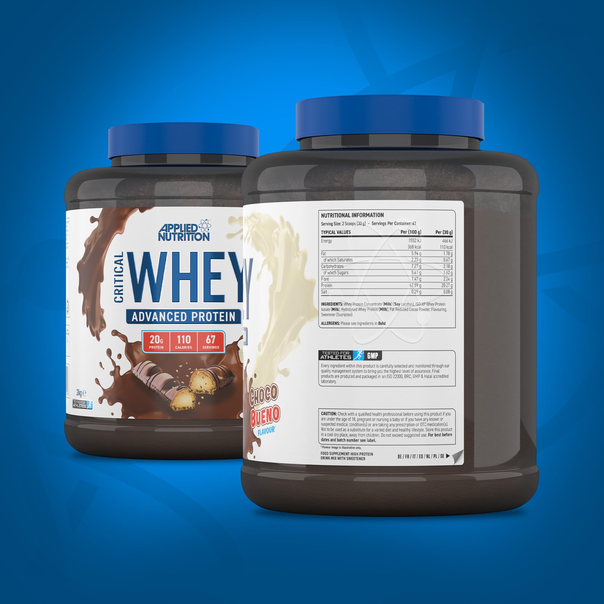 Applied Nutrition Critical Whey Protein Pulver 24g Pro Portion | Hohem Eiweißgehalt Ergänzungsmittel - Schoko-Haselnuss