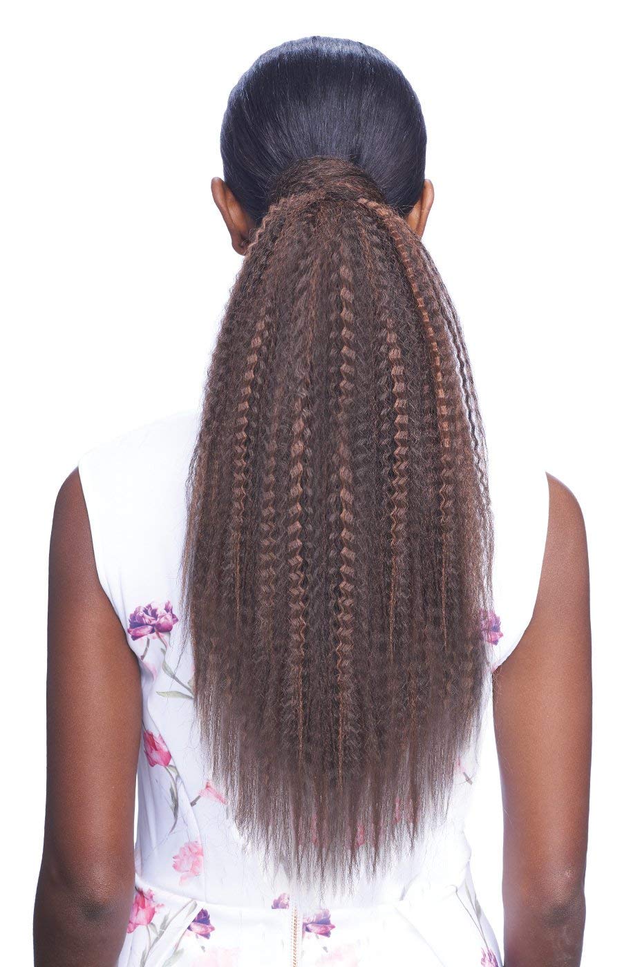 VANESSA Express Curl Drawstring with Bundle Wrap Long Length Ponytail Premium Synthetic High Heat Fiber End Loose - STB CRINKLE (1B)