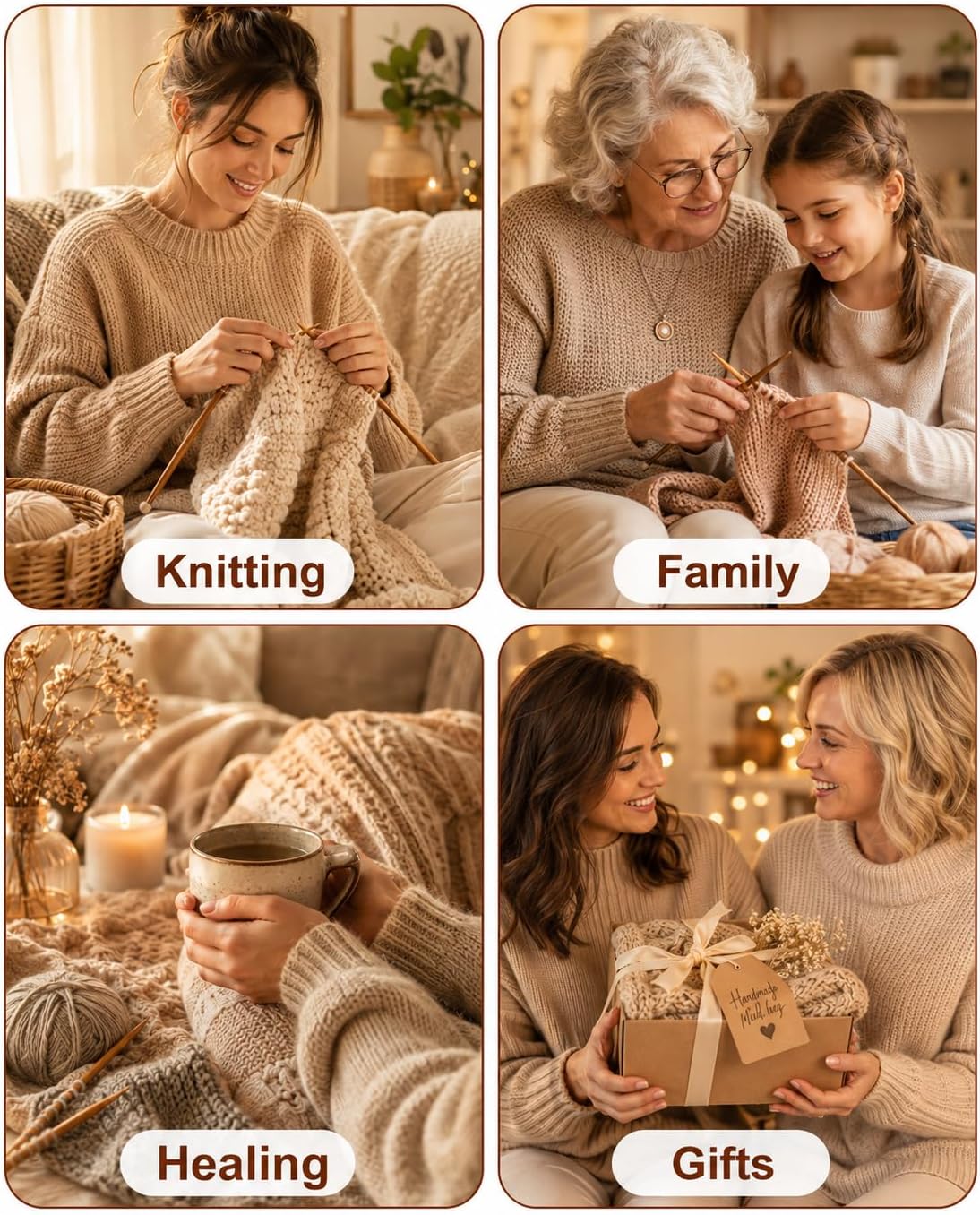 Beginner Knitting Kit, 18 Pairs Bamboo Knitting Needles with Yarn Holder