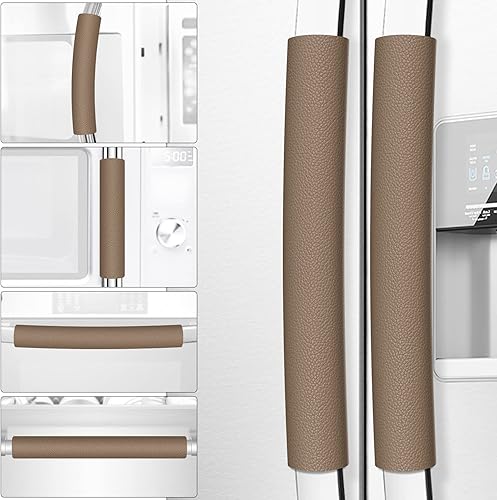 Vista 19 de Juego de 6 fundas de cuero para manijas de refrigerador, mantiene tu nevera, microondas, horno, estufa o lavavajillas limpio, mancha aceites sucios