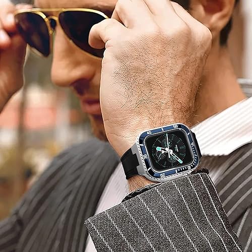 Miniatura 2 de Funda protectora de aleación de zinc resistente y correa de silicona, para Apple Watch 8 7 1.772 in, kit de modificación de bisel digital de metal,