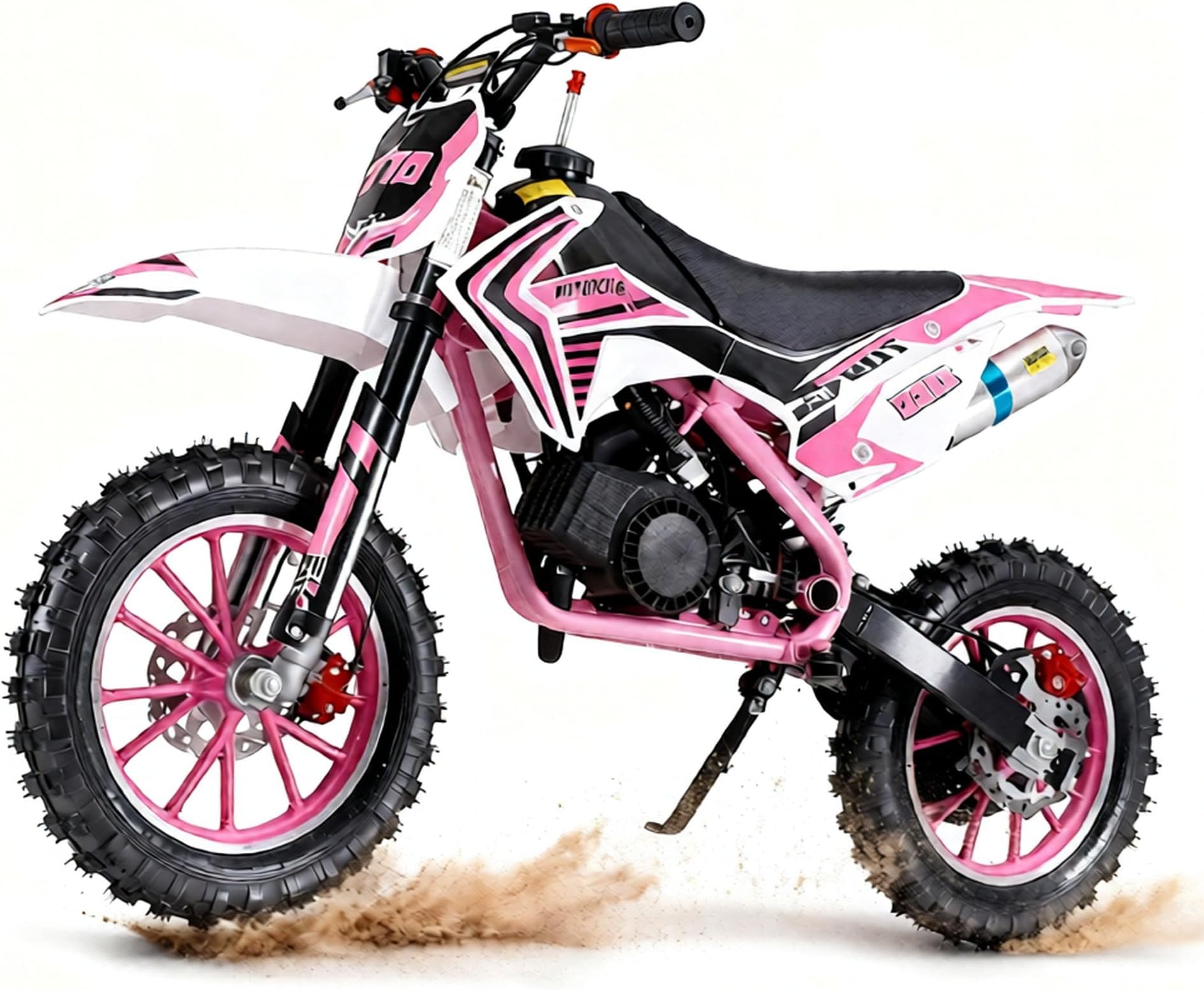 leasote 50cc Kids Dirt Bike Pink Dirt Bike 2 Stroke Gas Powered Mini Motorcycles for Kids 8-14 with Uphill and Off-Road Conditions Pull Start motos para niños US in-Stock