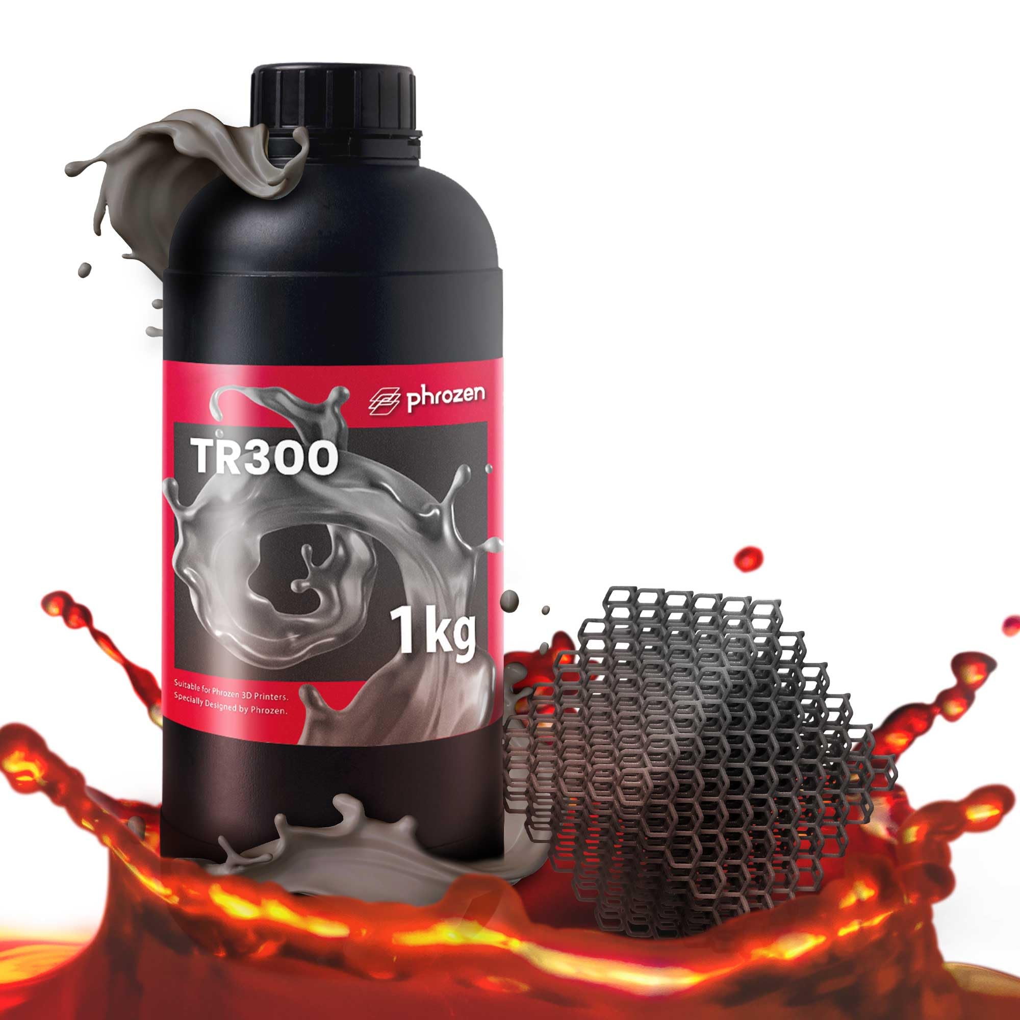 Phrozen 超高温樹脂 最高325℃の熱抵抗 低収縮 低臭 全Phrozen液晶3Dプリンター対応 (グレー, 1kg) TR300