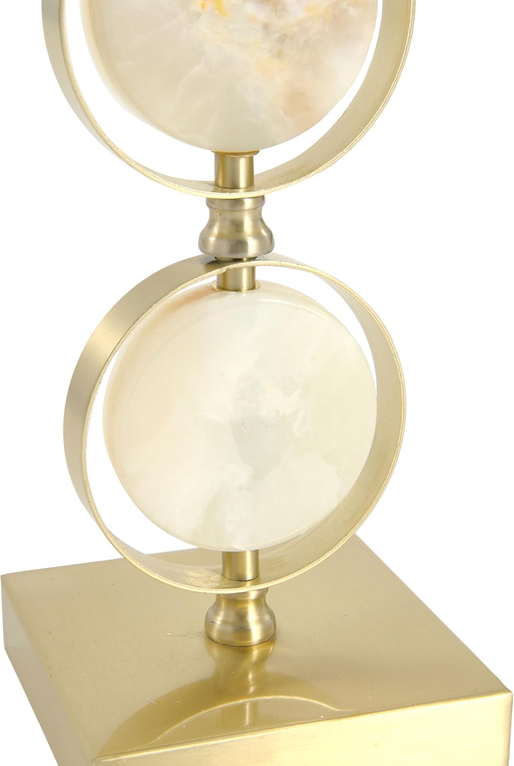 Creative Co-Op Marble & Metal Table Lamp with Natural Linen Shade