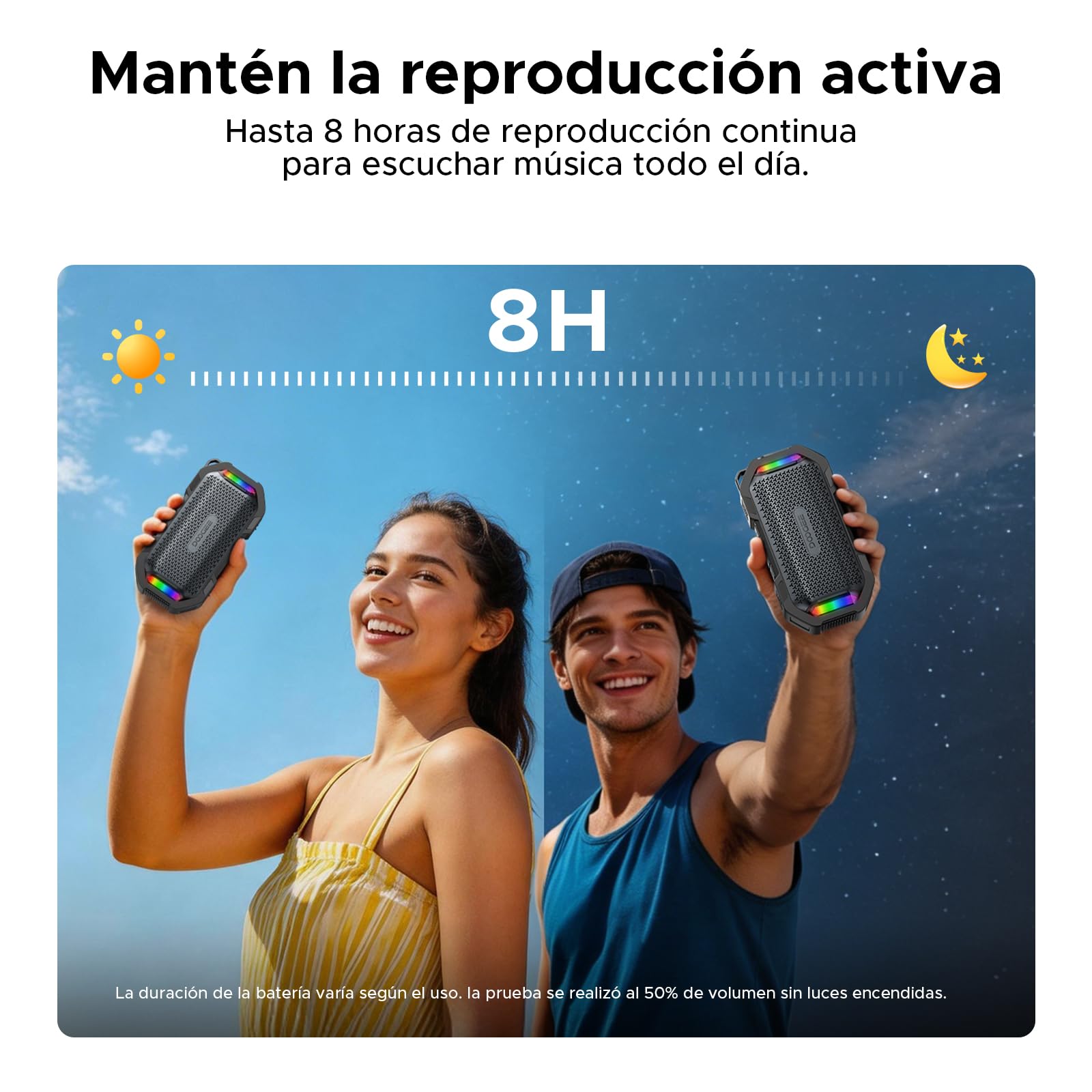mag Grip Altavoz Portatil Inalámbrico Magnético, Speaker 15W Pico con Luces RGB Sincronizadas, Altavoz Batería 1800mAh Autonomía 8H IP67 TWS,