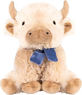 Fuzzl Highland Cow Soft Dog Toy with Mooo Squeaker Sound - Plush Dog and Puppy Toy Interactive