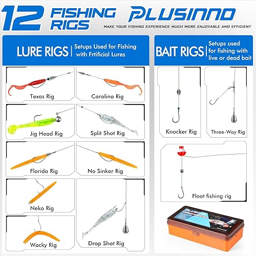 Miniatura 4 de PLUSINNO 353/404 piezas de señuelos de pesca, caja de aparejos de pesca mejorada con aparejos incluidos, crankbaits, anzuelos, pesos, otros Kit