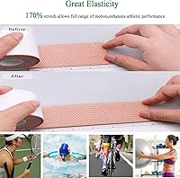 Vista 4 de Kinesiology - Cinta precortada Pro-4 unidades Cinta atlética elástica impermeable, 66 pies 80 tiras, cinta adhesiva de algodón de grado médico