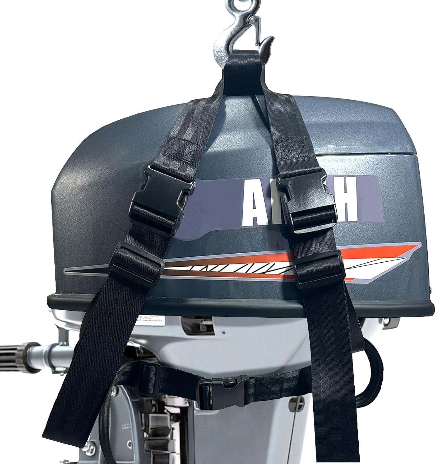 Outboard Motor Hoist Harness, for 2 HP to 30 HP Outboard Engine, High Strength Lift Straps, Universal Outboard Motor Tote Suitable for Most Outboard Engine Models