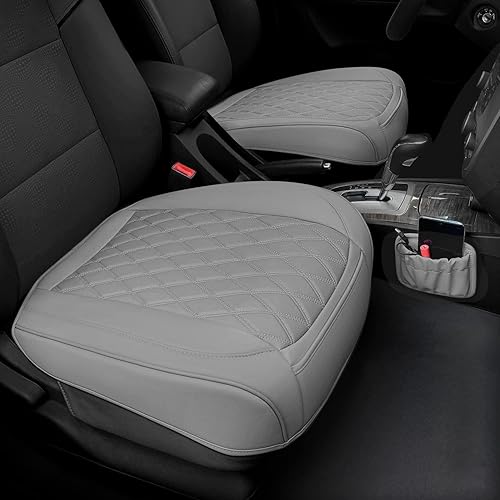 Miniatura 41 de Paquete de 2 fundas de cuero para asiento delantero de automóvil, antideslizantes y de envoltura completa, protectores de asiento de automóvil