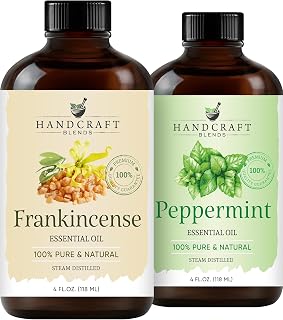 Handcraft Blends Meditative Mint Set: Peppermint and Frankincense Essential Oils – (2 x 4 Fl Oz) – 100% Pure & Natural – for Diffuser, Aromatherapy, and DIY Projects