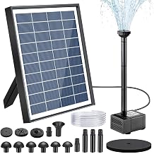 Lewisia 6.5W Solar Fountain Pump for Bird Bath DIY Solar Water Pump Kit with 3.28ft Tubing 9 Nozzles for Small Pool Koi Pond Garden Decoration